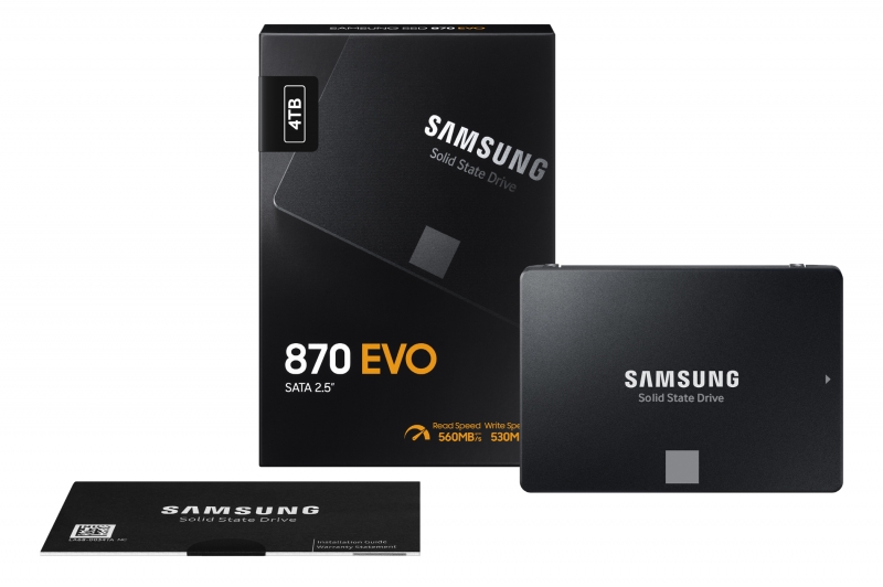 Samsung 870 EVO: серия SSD-накопителей с объёмом до 4 ТБ и ценником от $50