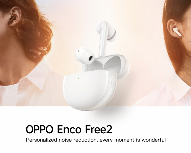 OPPO представила TWS-наушники Enco Free 2 с обновлённым дизайном, ANC, защитой IP54 и звуком, над которым работали специалисты Dynaudio