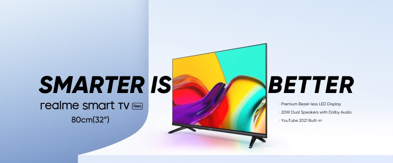 Realme Smart TV Neo: 32-дюймовый телевизор с тонкими рамками, динамиками на 20 Вт, Android TV на борту и ценником в $205