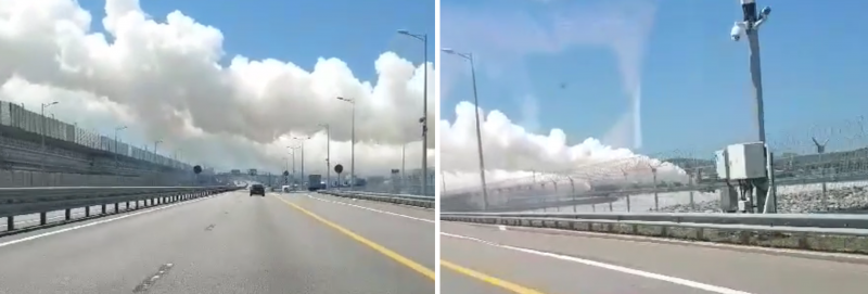 Над Крымским мостом появились огромные клубы дыма