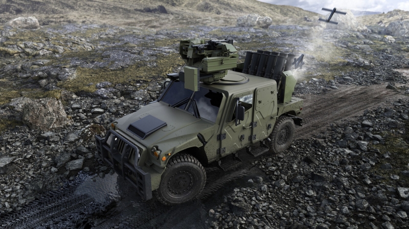AM General представила бронемашину Humvee Sabre Blade с пусковой установкой для дронов-камикадзе Switchblade 300 и Switchblade 600