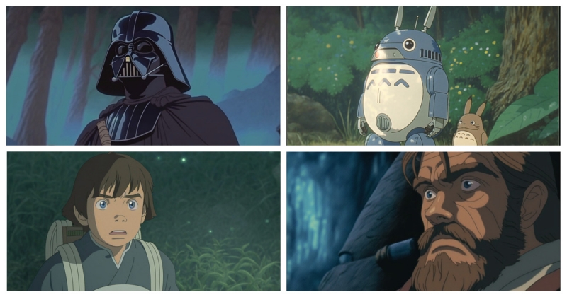 Нейросеть Nijijourney изобразила культовых персонажей Звездных Войн в стилистике Studio Ghibli