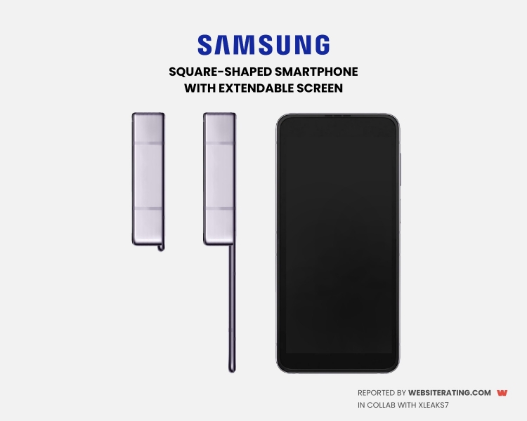 Samsung запатентовала квадратный смартфон с выдвижным дисплеем