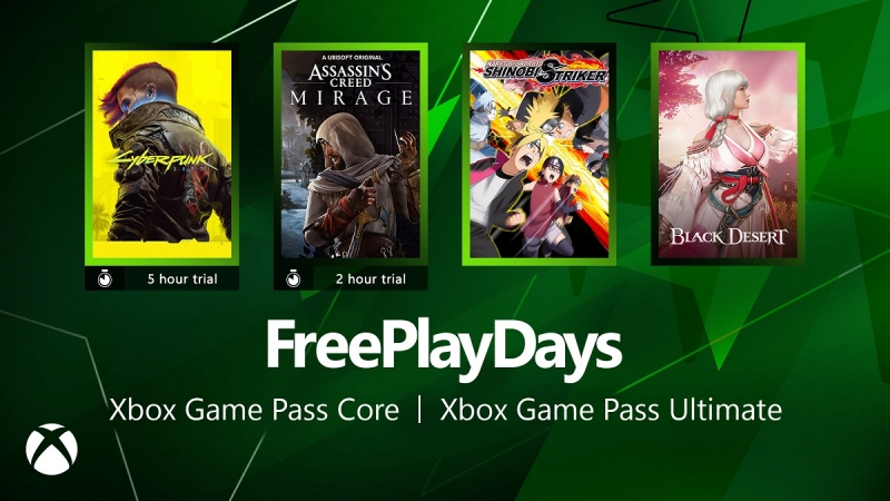 Free Play Days с отличным предложением: подписчики всех версий Xbox Game Pass смогут опробовать Cyberpunk 2077 и Assassin's Creed Mirage
